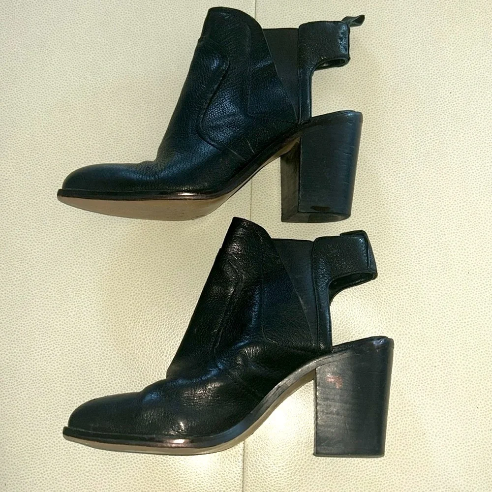 1. State Leban Slingback Leather Booties Women 7M Black Pointed Toe Boots